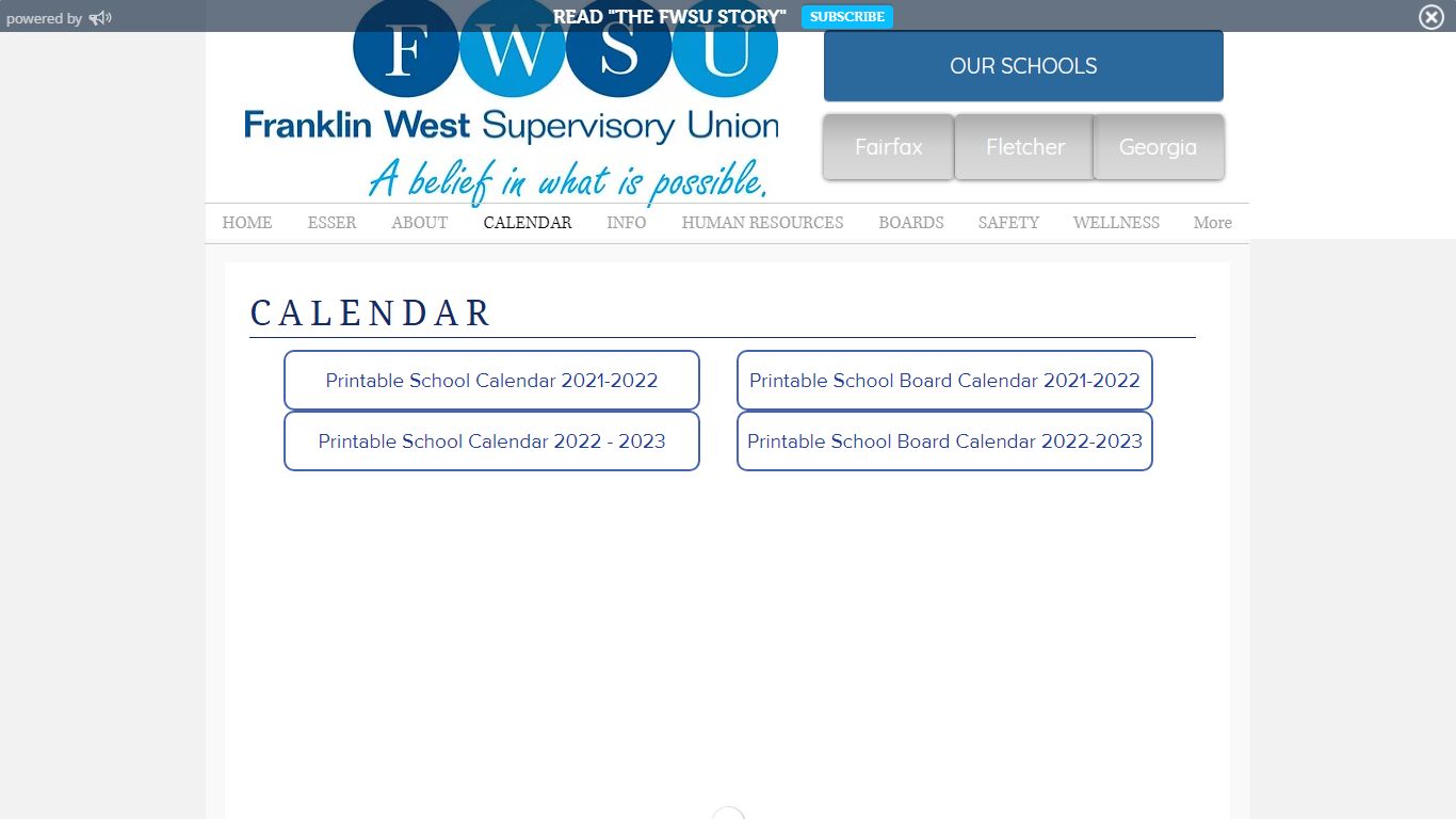 FWSU Calendar